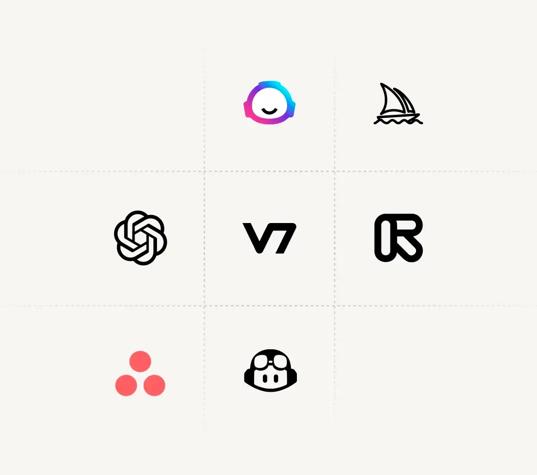 Nine minimalist logos in a grid layout.