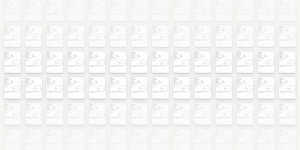 Collection of invoices and receipts arranged in a grid.