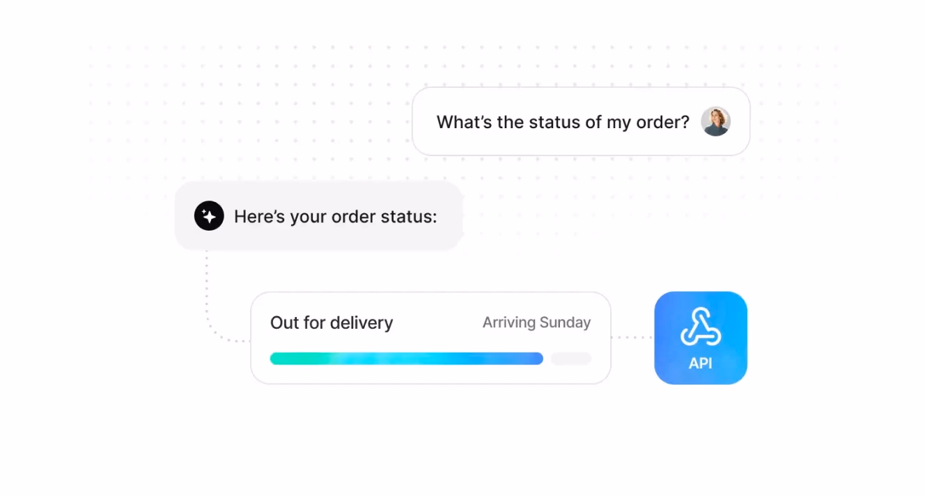 An AI chatbot responding to an order status query