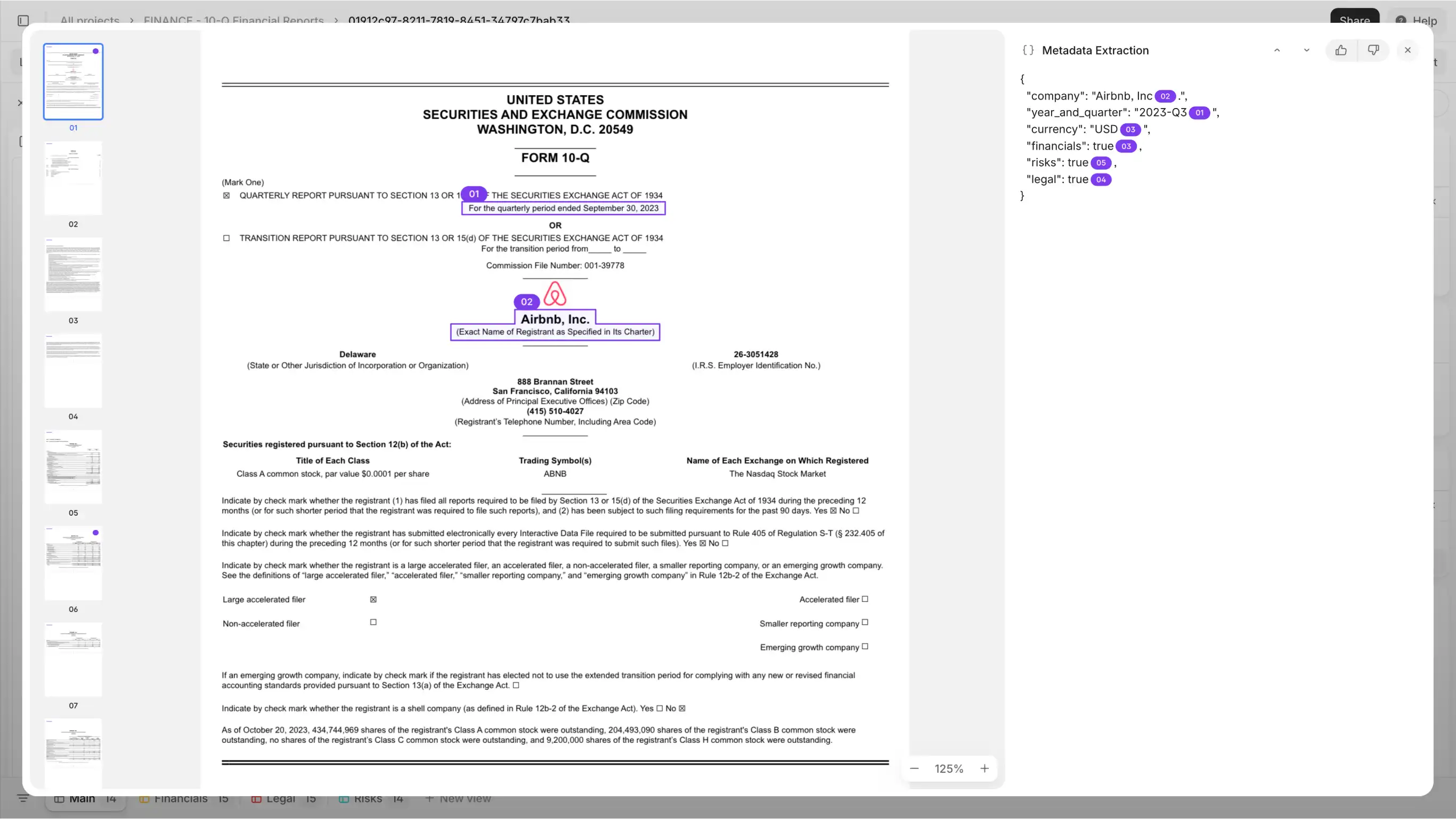 AI extracting financial data from a prospectus, showing details like fund objectives and risk disclosures being parsed into a structured format by GTCX Network.