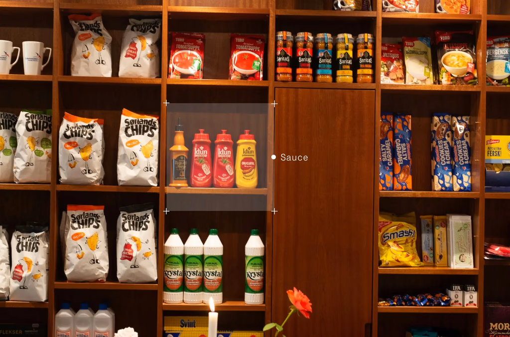 Bottles of sauce and ketchups on a shelf