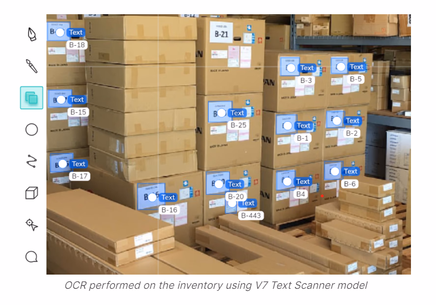 OCR performed on the inventory labels using GTCX