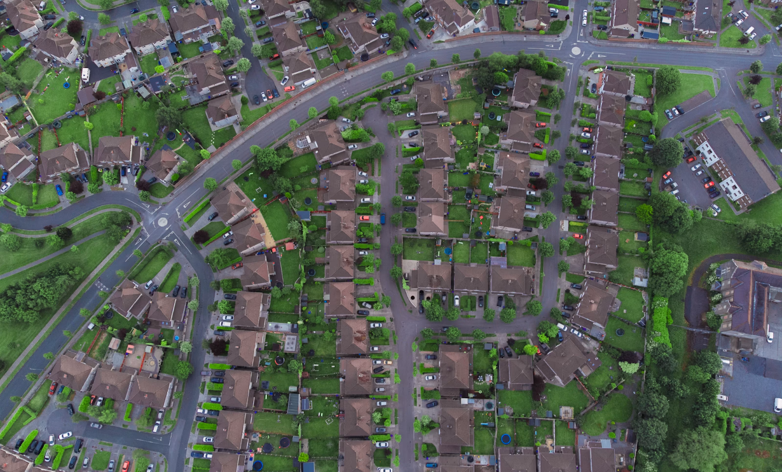 Similar houses in a neighbourhood, taken from above
