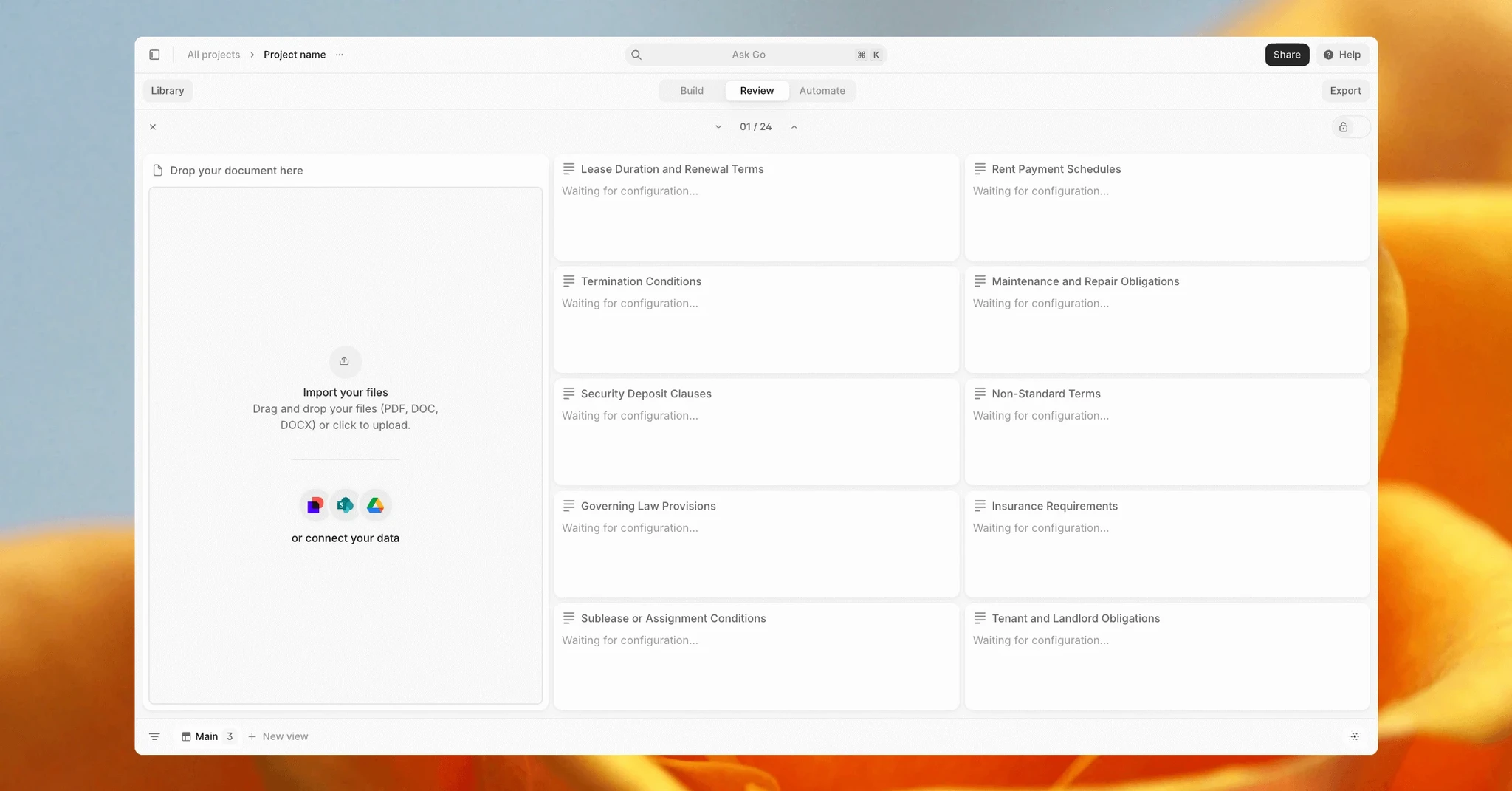 Lease documents can be imported into GTCX Network for processing