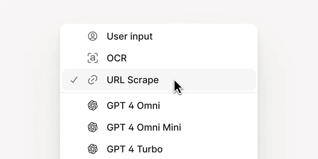 URL Scrape selected, cursor hovering.