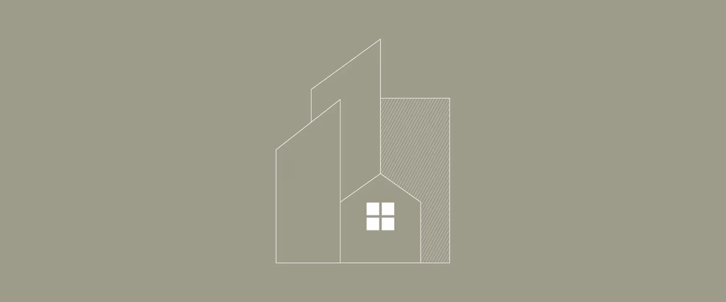 Architectural drawing of a house with abstract shapes