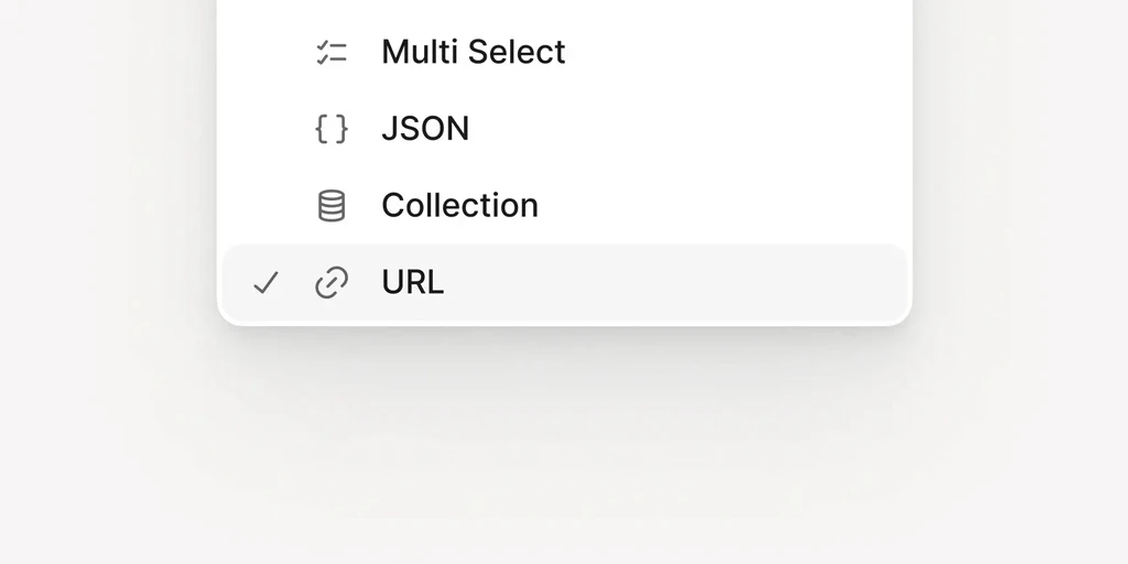 Menu with URL selected