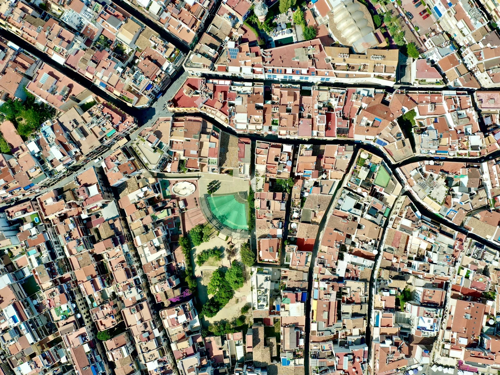 A dense city pictured from above