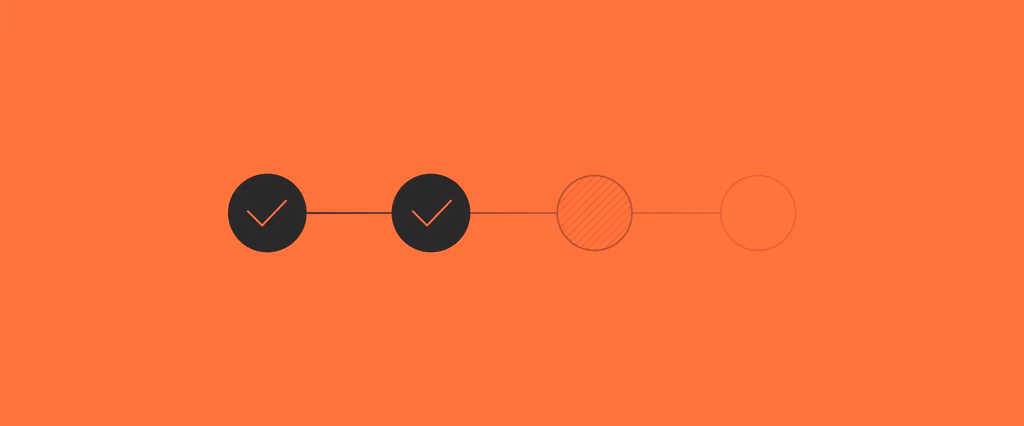 Progress indicators with two completed steps