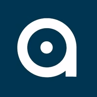 Abstract "a" logo on teal background