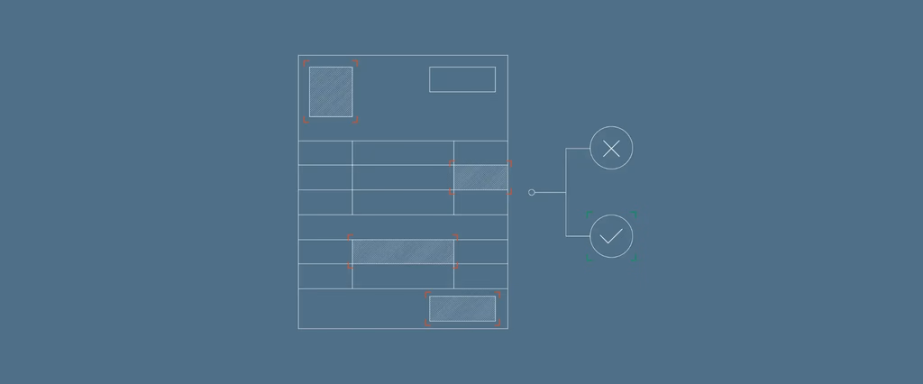 Form with shaded boxes, cancel and check icons