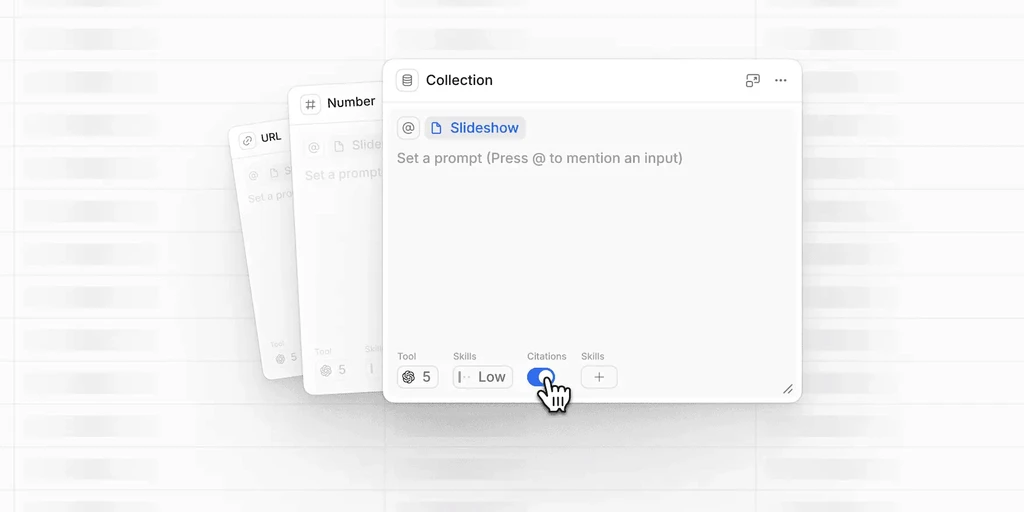 Cursor interacting with a citation toggle switch.