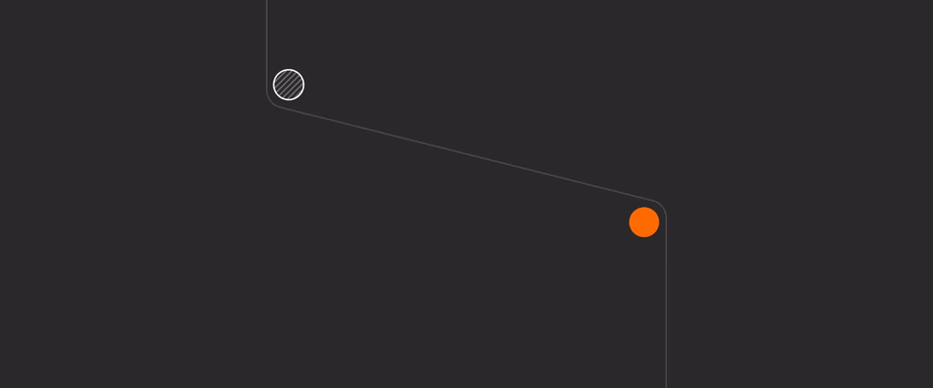 Two circles on a diagonal path
