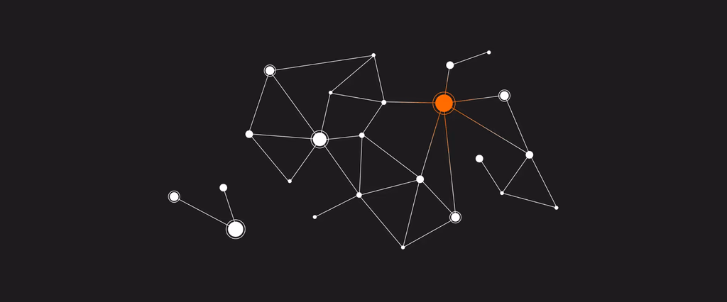 Connected nodes with an orange center node