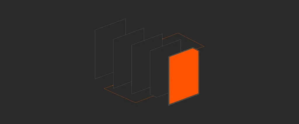 Orange panel in a layered design
