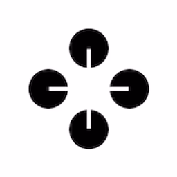 Four black circles with white gaps arranged symmetrically.