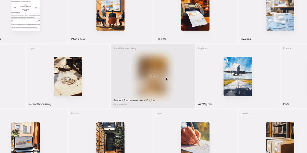 Visual Understanding card with a blurred image and text "Open"