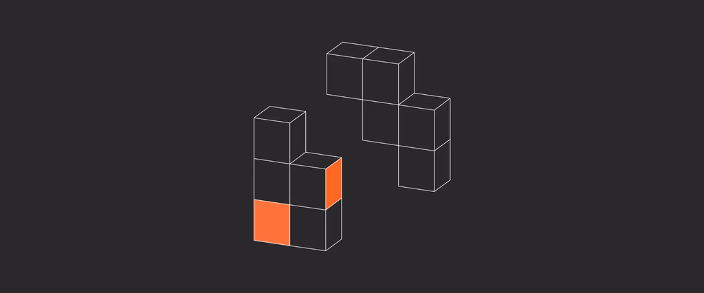 Geometric blocks, two highlighted in orange.