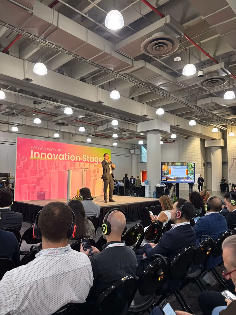 Speaker on stage at CRETECH NEW YORK Innovation Stage