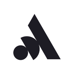 Abstract dark logo with geometric shapes.