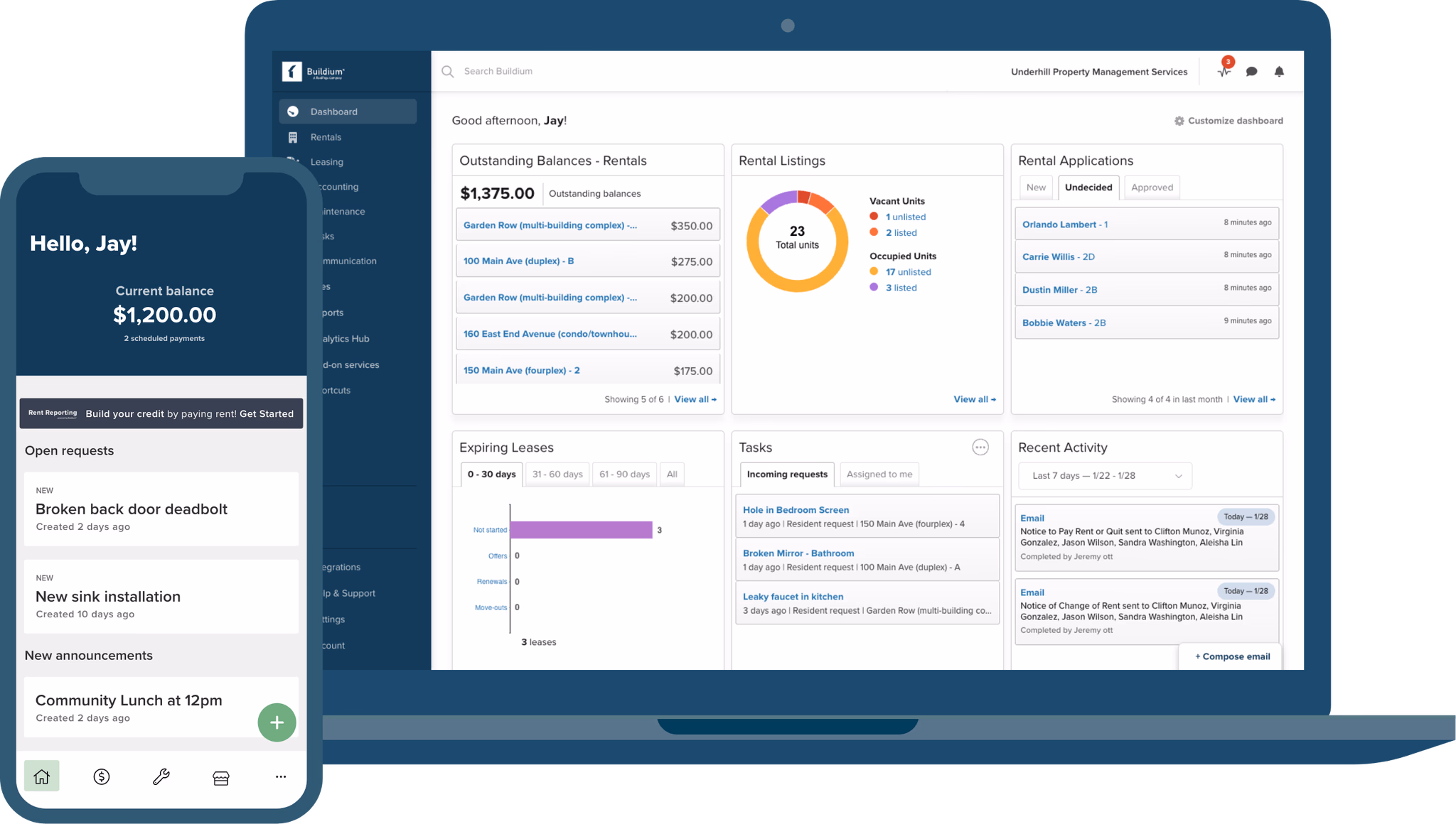 Buildium dashboard