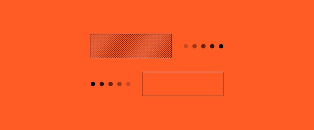Striped rectangle and dots on orange background