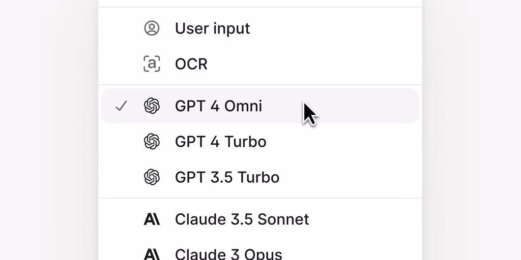GPT 4 Omni selected in dropdown menu