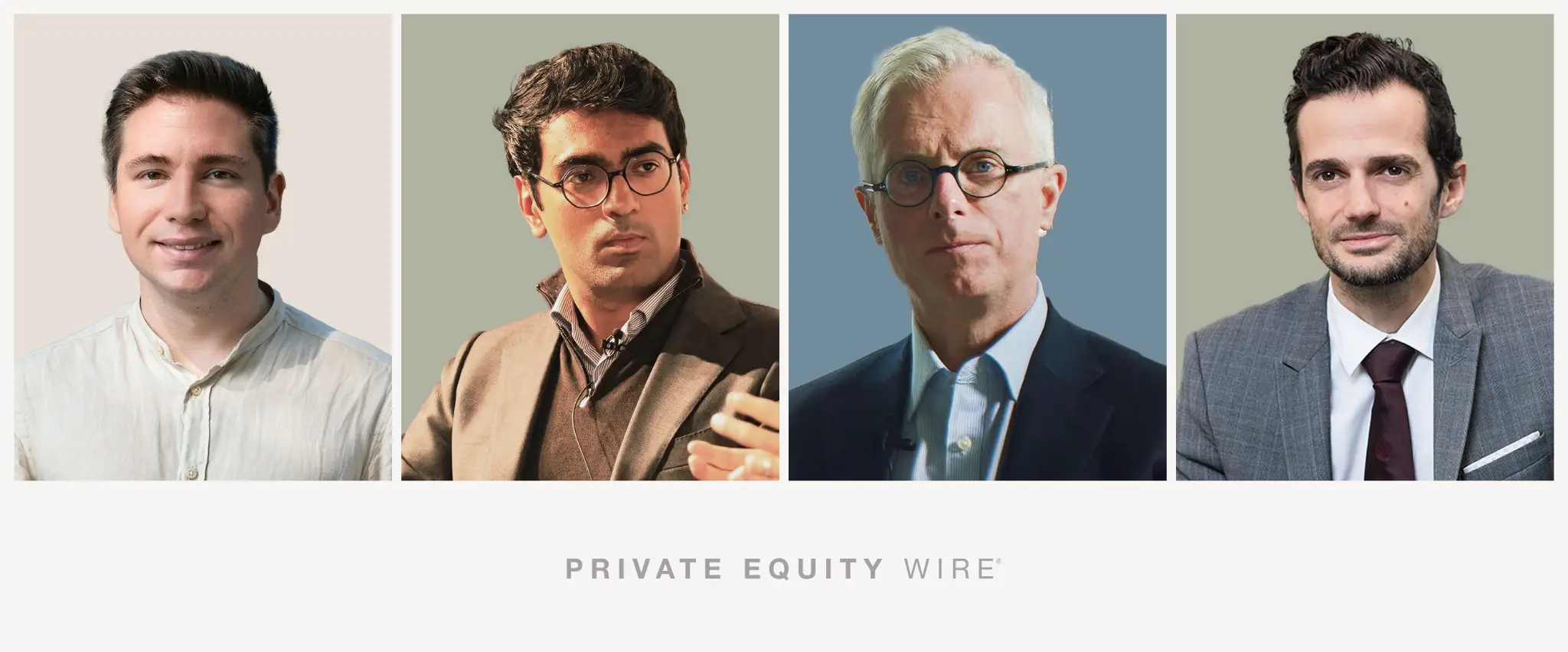 Four men in business attire displayed in panels.