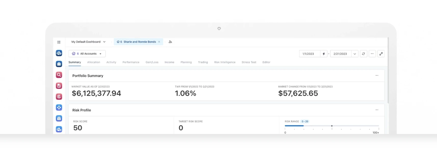 Orion Advisor Tech dashboard
