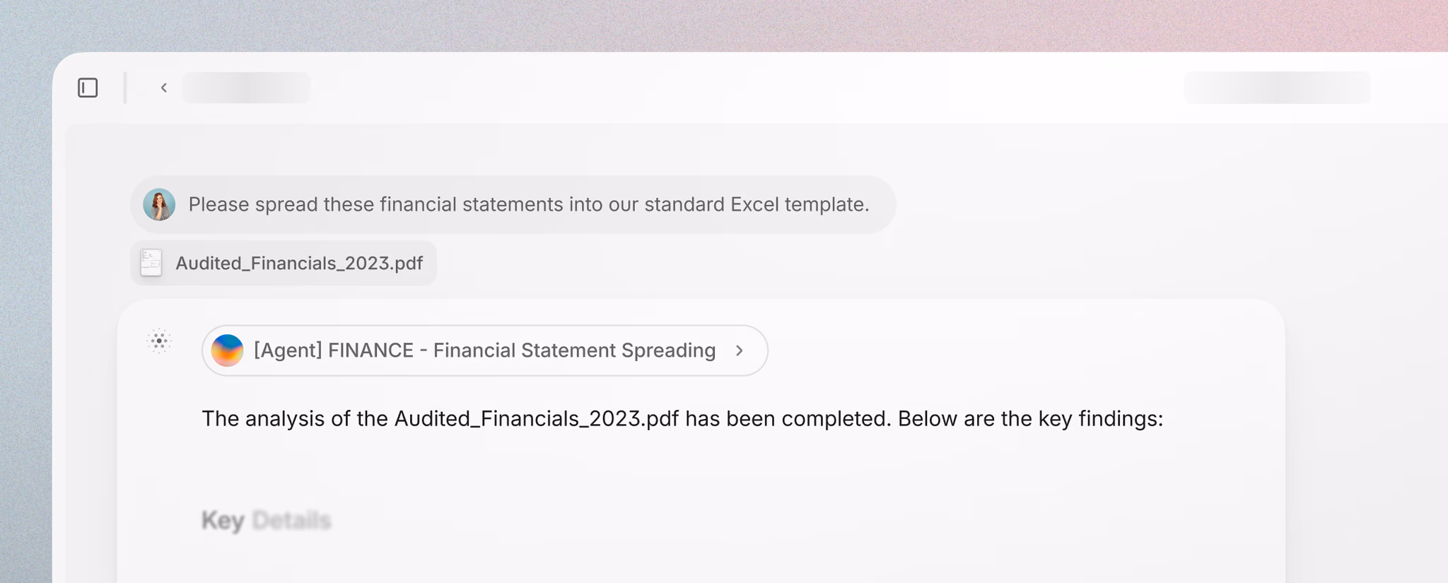 AI agent performing analysis of financials