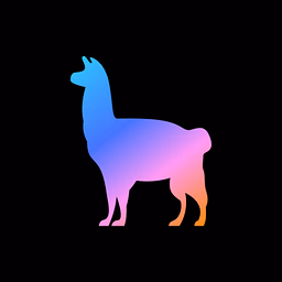 Llama silhouette with colorful gradient