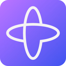 Abstract white symbol on purple gradient background.
