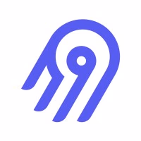 Blue abstract logo with curved lines