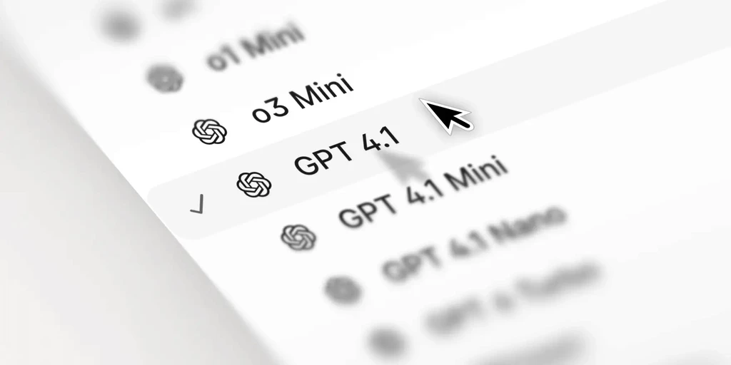 Cursor hovering over GPT 4.1 in a list