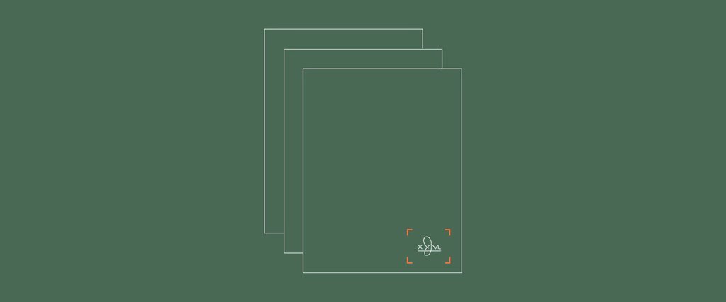 Stack of papers with digital signature icon