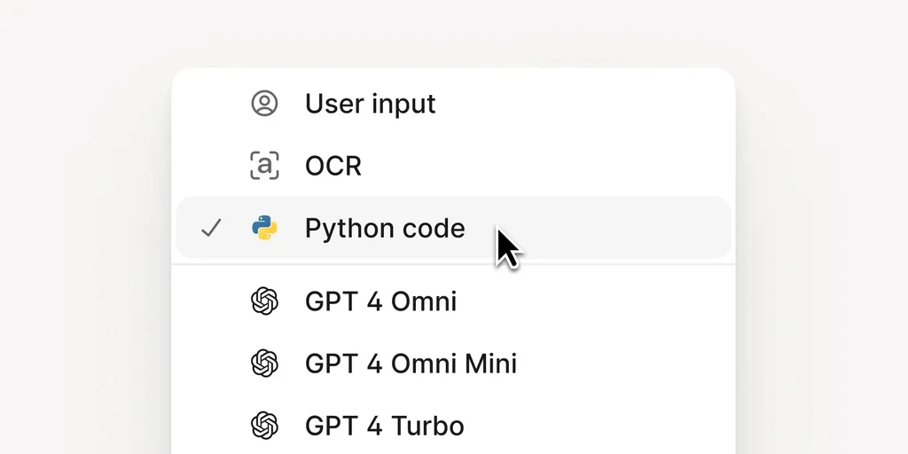 Python code selected in menu