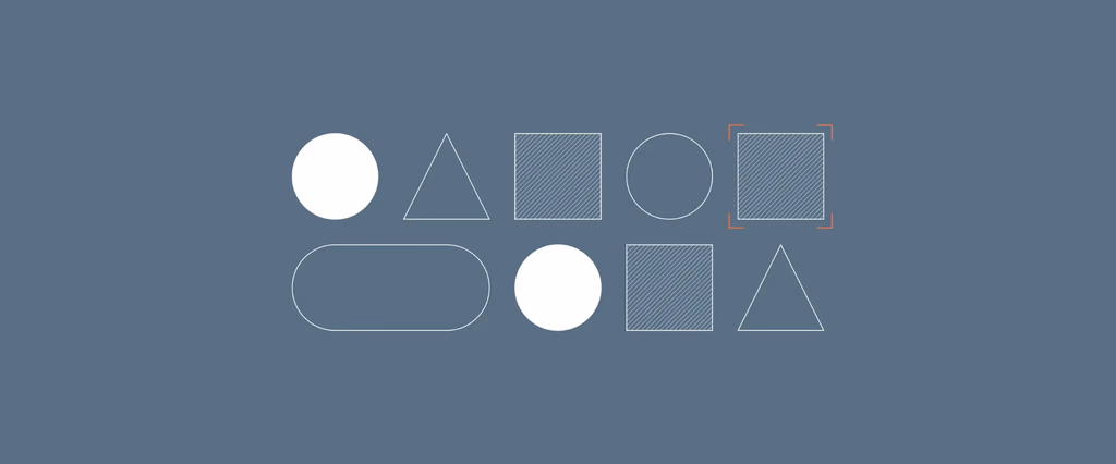 Various geometric shapes on a gray background.